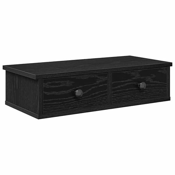 vidaXL væghylde med skuffer 60x28x15 cm konstrueret træ sort