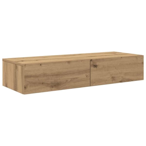 vidaXL Vegghylle med skuffer artisian eik 100x36x19 cm konstruert tre
