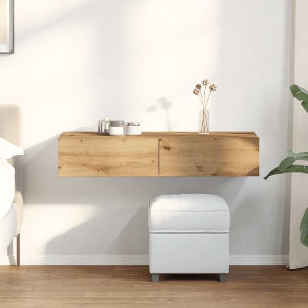vidaXL Vegghylle med skuffer artisian eik 100x36x19 cm konstruert tre