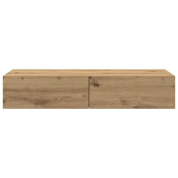 vidaXL Vegghylle med skuffer artisian eik 100x36x19 cm konstruert tre
