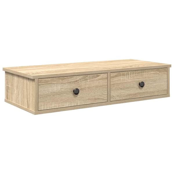 vidaXL Vegghylle med skuffer sonoma eik 80x31x17 cm konstruert tre