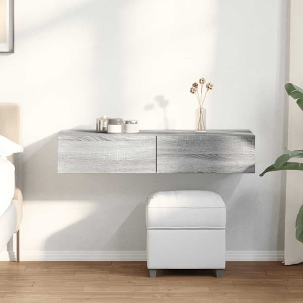 vidaXL Seinähylly laatikoilla harmaa Sonoma 100x36x19 cm tekninen puu
