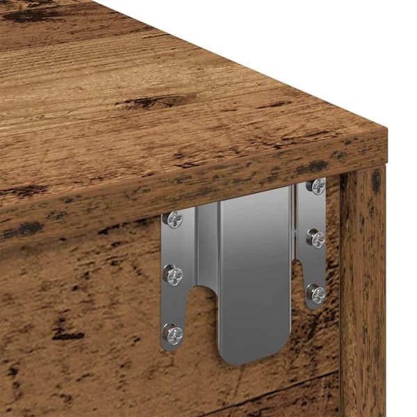 vidaXL Vegghylle med skuffer gammelt tre 80x33x17 cm konstruert tre
