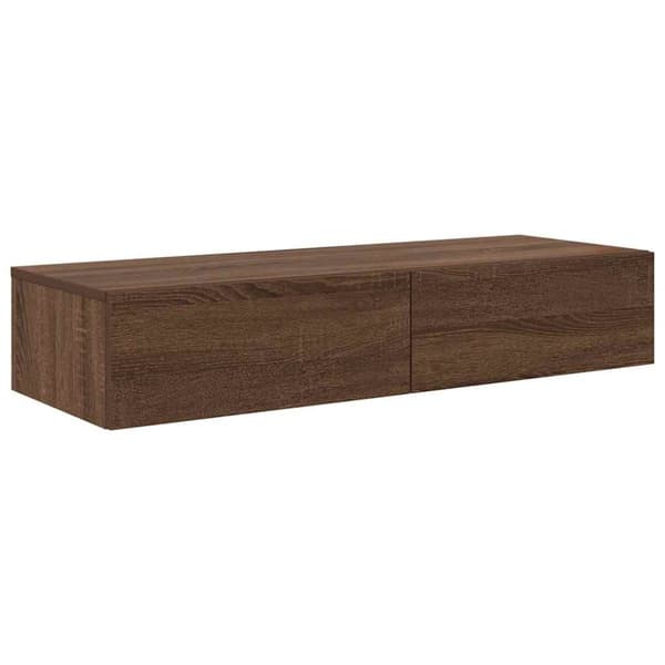 vidaXL Seinähylly laatikoilla ruskea tammi 100x36x19 cm tekninen puu