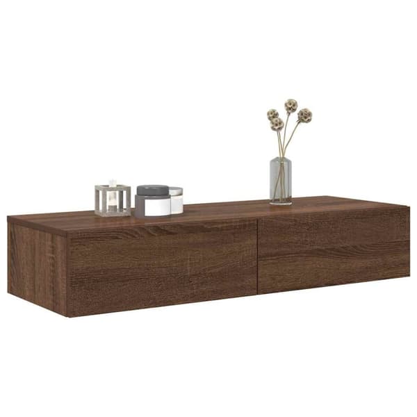 vidaXL Seinähylly laatikoilla ruskea tammi 100x36x19 cm tekninen puu