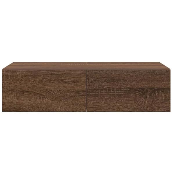 vidaXL væghylde med skuffer 60x26,5x15 cm konstrueret træ brun eg