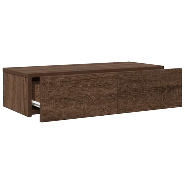 vidaXL væghylde med skuffer 60x26,5x15 cm konstrueret træ brun eg