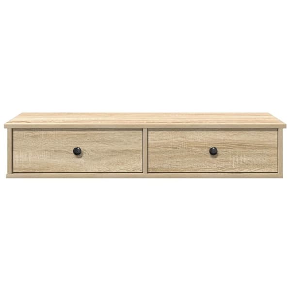 vidaXL væghylde med skuffer 100x37,5x19 cm konstrueret træ sonoma-eg