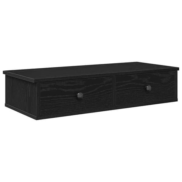 vidaXL væghylde med skuffer 80x34x17 cm konstrueret træ sort