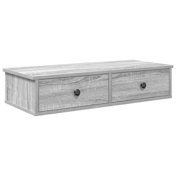 vidaXL væghylde med skuffer 80x34x17 cm konstrueret træ grå sonoma-eg