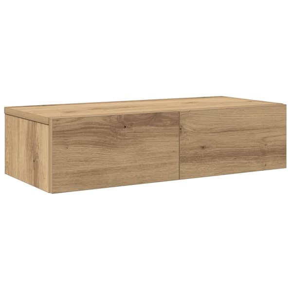 vidaXL Vegghylle med skuffer artisian eik 60x26,5x15 cm konstruert tre
