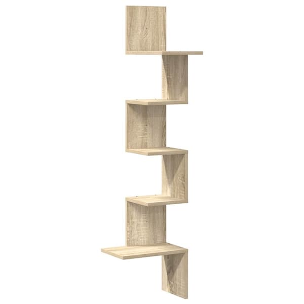 vidaXL hjørnehylde 32x32x127,5 cm spånplade sonoma-eg
