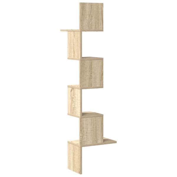 vidaXL hjørnehylde 32x32x127,5 cm spånplade sonoma-eg