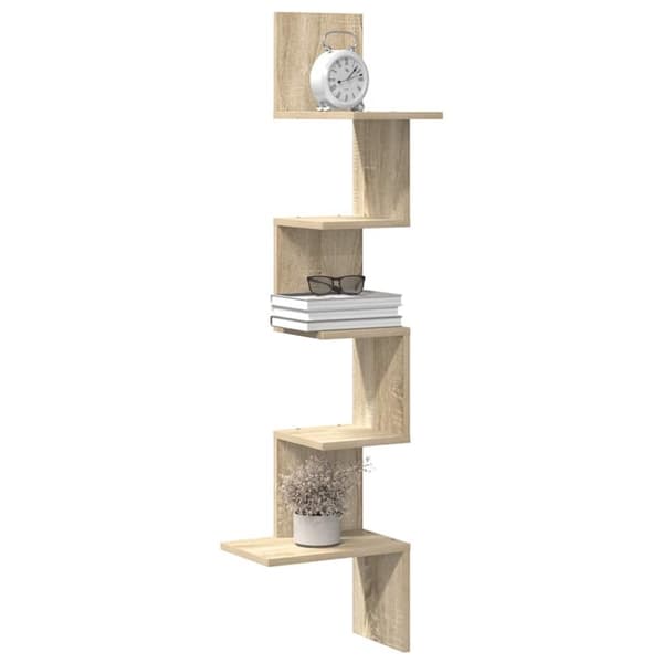 vidaXL hjørnehylde 32x32x127,5 cm spånplade sonoma-eg