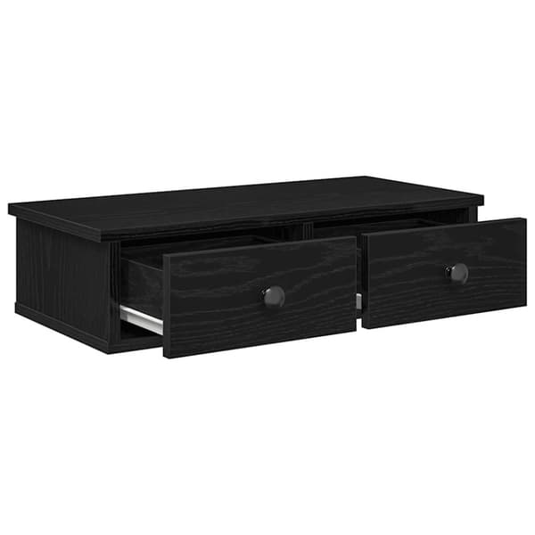vidaXL Vegghylle med skuffer svart 60x25x15 cm konstruert tre