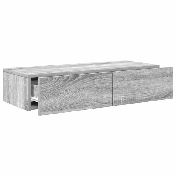 vidaXL Vägghylla med lådor grå sonoma 80x33x17 cm konstruerat trä