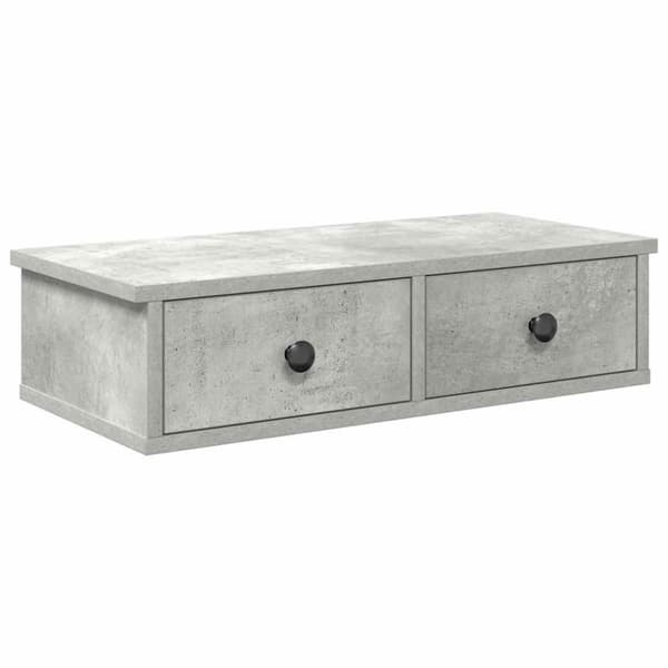 vidaXL Vegghylle med skuffer betonggrå 60x25x15 cm konstruert tre