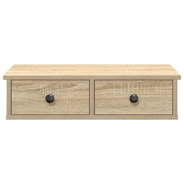 vidaXL væghylde med skuffer 60x28x15 cm konstrueret træ sonoma-eg