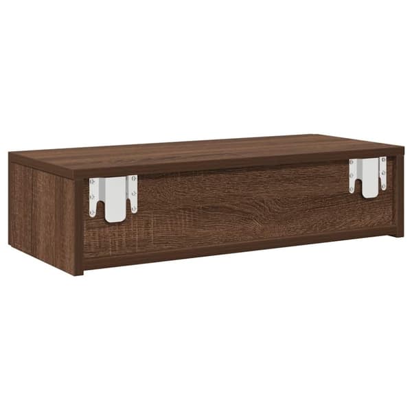 vidaXL Vegghylle med skuffer brun eik 60x26,5x15 cm konstruert tre