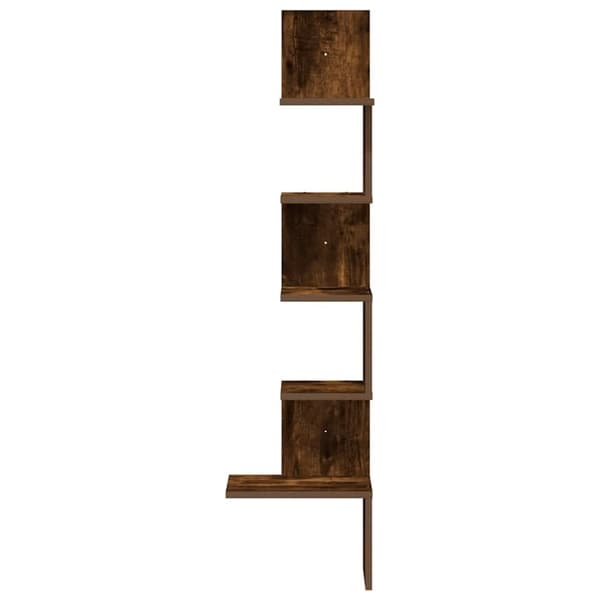 vidaXL Veggmontert hjørnehylle røkt eik 32x32x127,5 cm konstruert tre