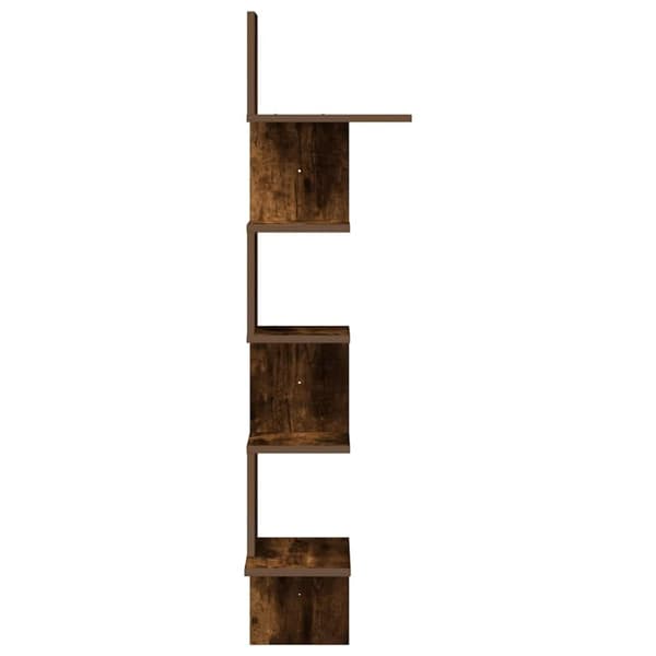 vidaXL Veggmontert hjørnehylle røkt eik 32x32x127,5 cm konstruert tre