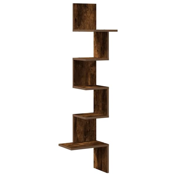 vidaXL Veggmontert hjørnehylle røkt eik 32x32x127,5 cm konstruert tre