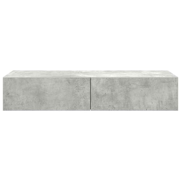 vidaXL væghylde med skuffer 100x36x19 cm konstrueret træ betongrå