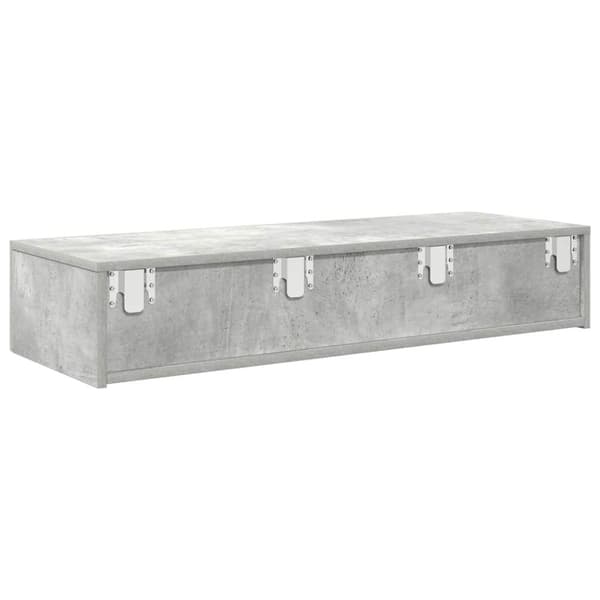 vidaXL væghylde med skuffer 100x36x19 cm konstrueret træ betongrå