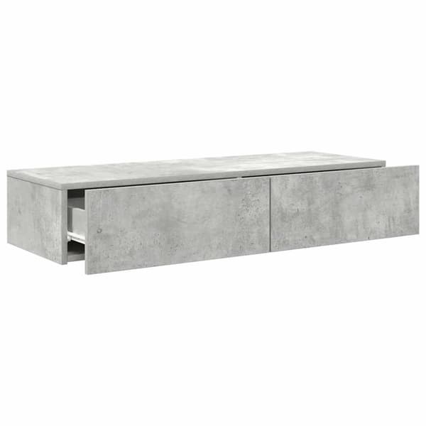 vidaXL væghylde med skuffer 100x36x19 cm konstrueret træ betongrå