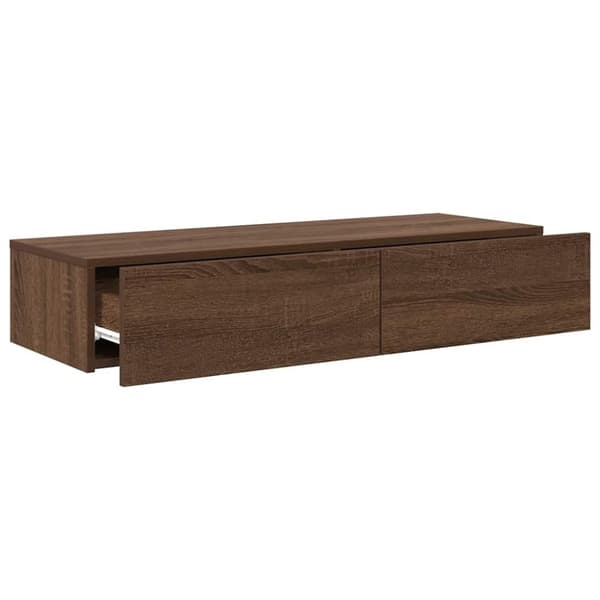 vidaXL Vegghylle med skuffer brun eik 100x36x19 cm konstruert tre