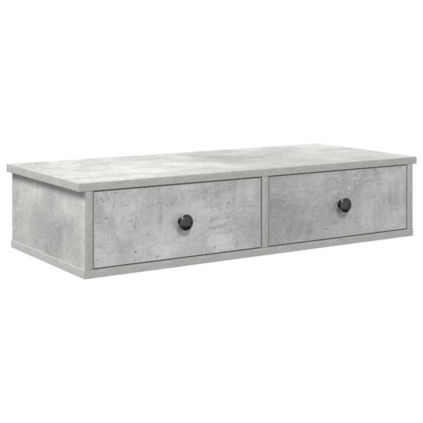 vidaXL Vägghylla med lådor betonggrå 80x31x17 cm konstruerat trä