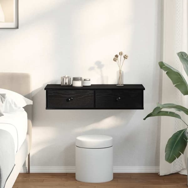 vidaXL Vägghylla med lådor svart 80x31x17 cm konstruerat trä