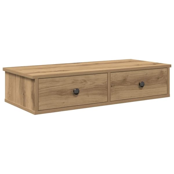 vidaXL Vägghylla med lådor ek 80x31x17 cm konstruerat trä