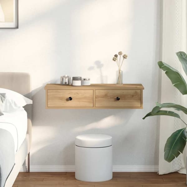 vidaXL Vägghylla med lådor ek 80x31x17 cm konstruerat trä