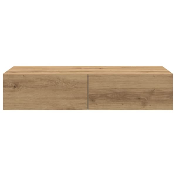vidaXL Vegghylle med skuffer artisian eik 80x33x17 cm konstruert tre