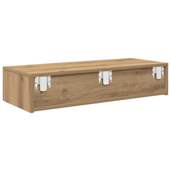 vidaXL Vegghylle med skuffer artisian eik 80x33x17 cm konstruert tre