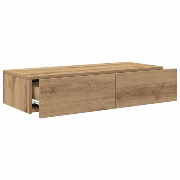 vidaXL Vegghylle med skuffer artisian eik 80x33x17 cm konstruert tre
