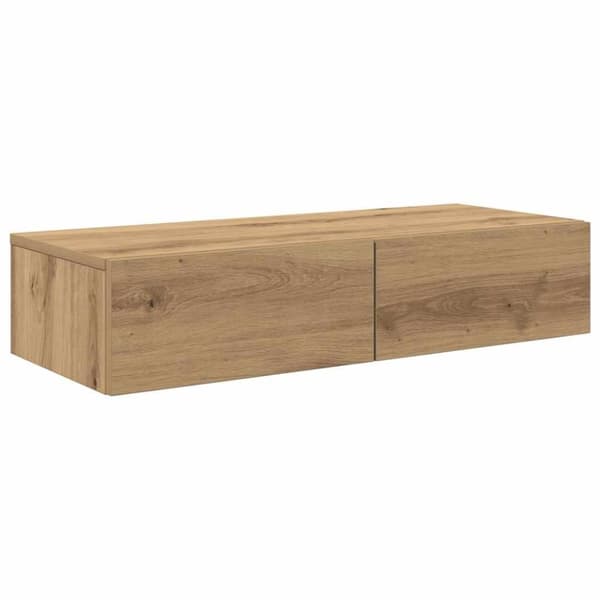 vidaXL Vegghylle med skuffer artisian eik 80x33x17 cm konstruert tre