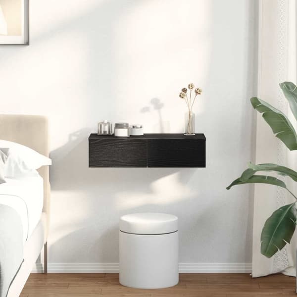 vidaXL Vägghylla med lådor svart 60x26,5x15 cm konstruerat trä