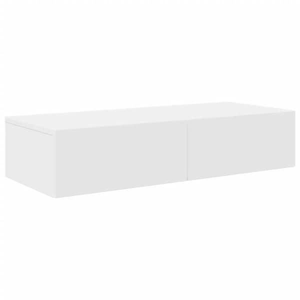 vidaXL Vegghylle med skuffer hvit 80x33x17 cm konstruert tre