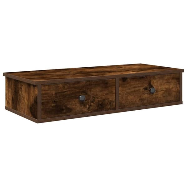 vidaXL væghylde med skuffer 80x34x17 cm konstrueret træ røget eg