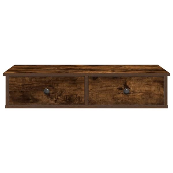 vidaXL væghylde med skuffer 80x34x17 cm konstrueret træ røget eg