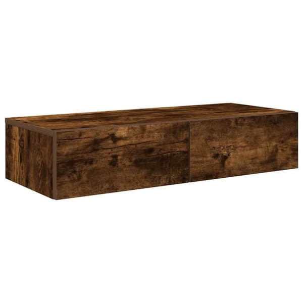 vidaXL Vegghylle med skuffer røkt eik 80x33x17 cm konstruert tre