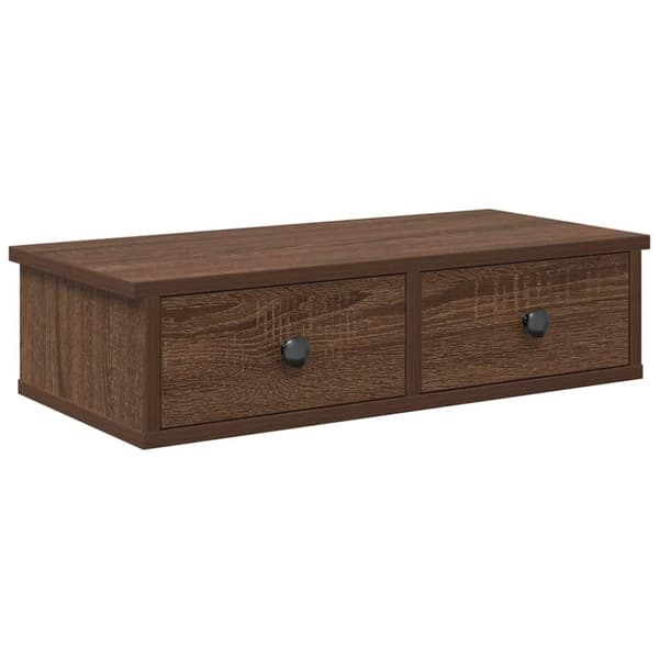 vidaXL Seinähylly laatikoilla ruskea tammi 60x28x15 cm tekninen puu