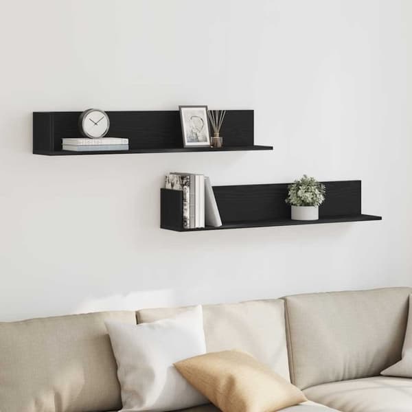 vidaXL seinähyllyt 2 kpl musta 100x16,5x16,5 cm tekninen puu