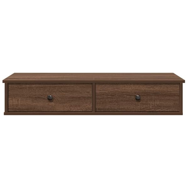 vidaXL væghylde med skuffer 100x37,5x19 cm konstrueret træ brun eg