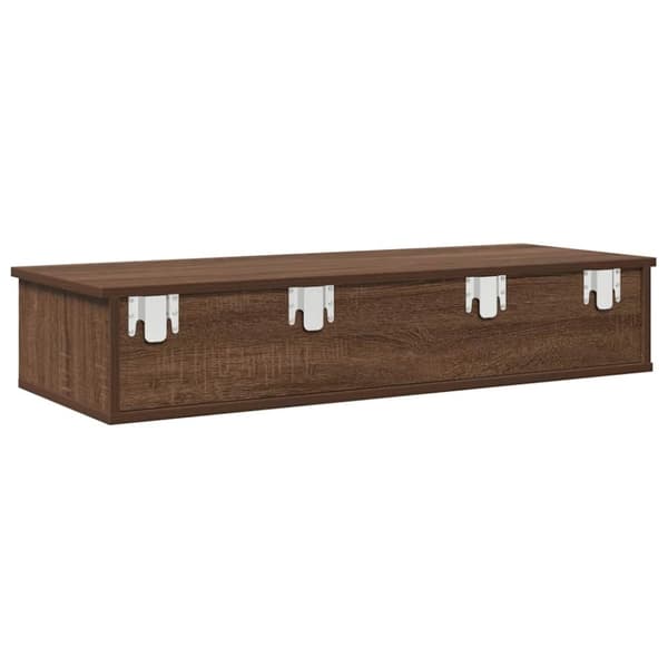 vidaXL væghylde med skuffer 100x37,5x19 cm konstrueret træ brun eg