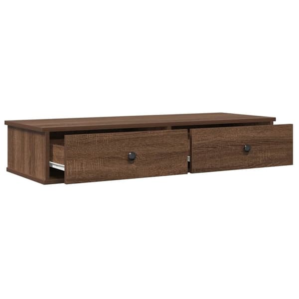 vidaXL væghylde med skuffer 100x37,5x19 cm konstrueret træ brun eg