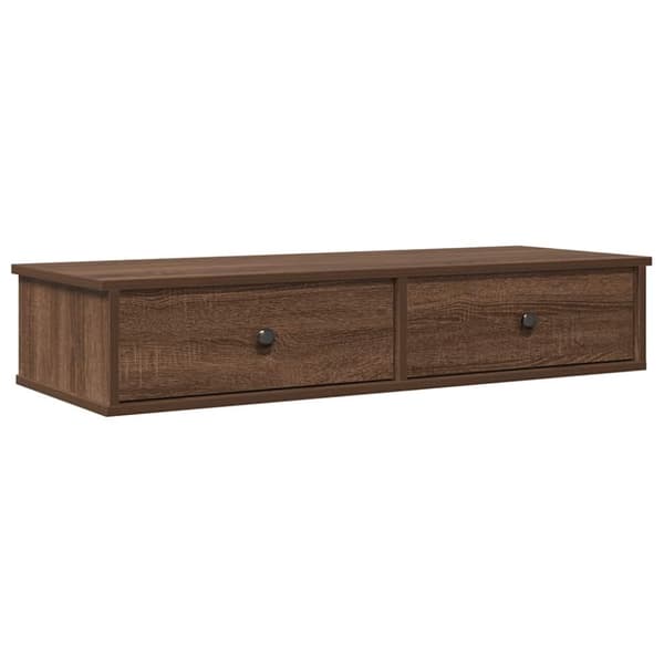 vidaXL væghylde med skuffer 100x37,5x19 cm konstrueret træ brun eg