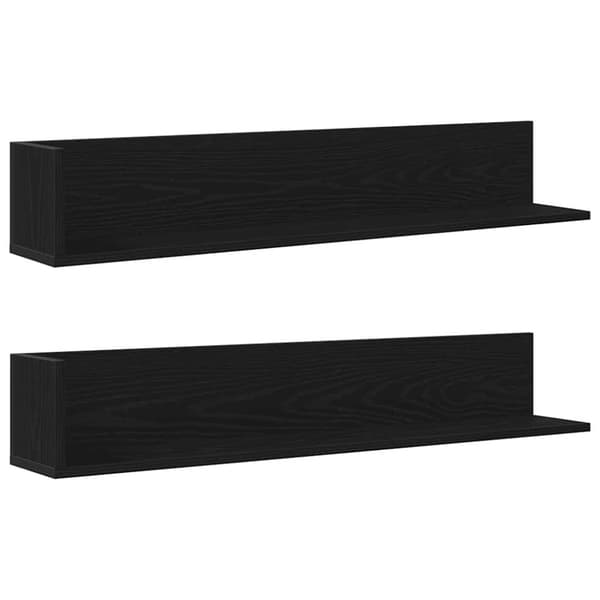 vidaXL Veggskap 2 stk svart 100x16,5x16,5 cm konstruert tre